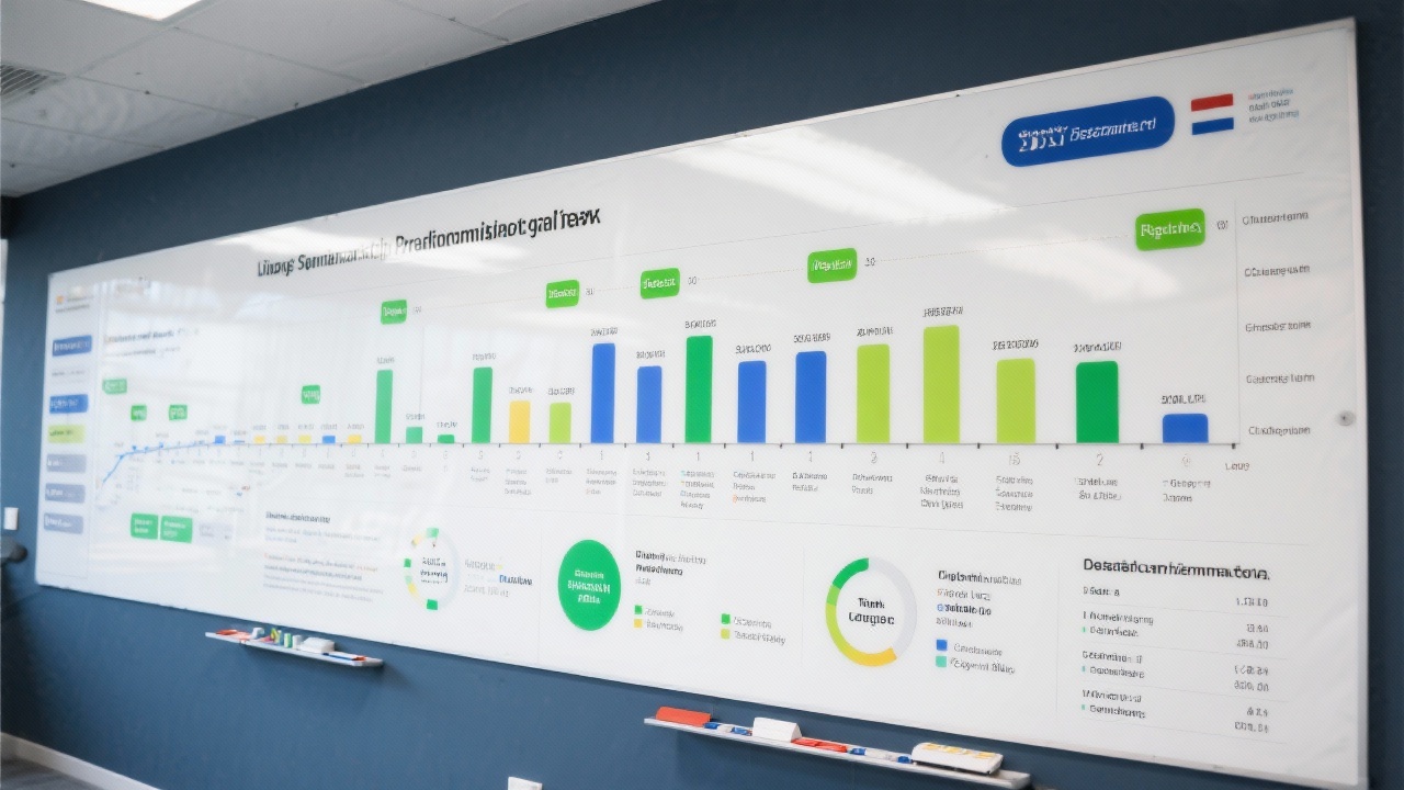 Detailed project roadmap whiteboard showing phased sustainability milestones, resource allocation bars, digital maturity indicators, and compliance deadlines for a Dutch manufacturing client transformation program.